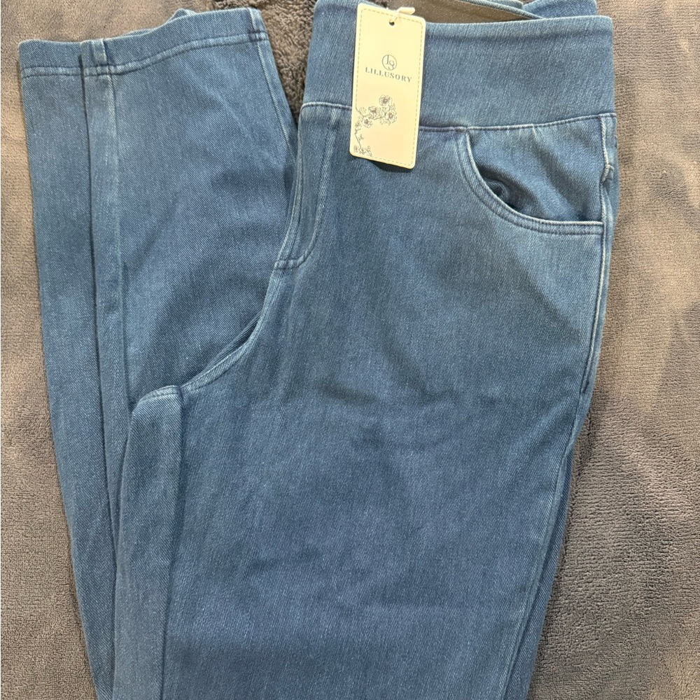 LILLUSORY Womens Jeggings High Waisted Stretch Tummy Control with Pockets